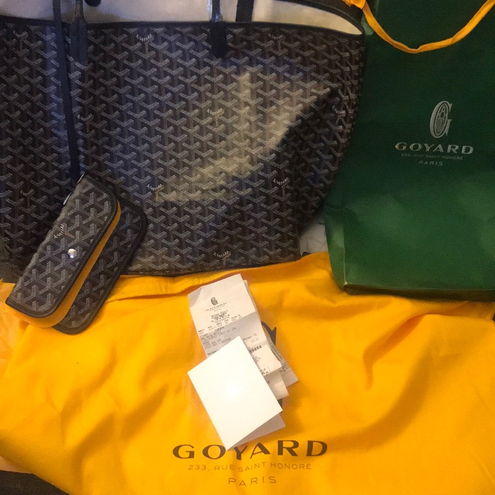 NEW GOYARD St. Louis Gm Classic Black Tote Pouch